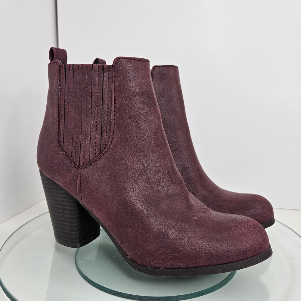 Madden Girl Women's Red Ankle Boots Faux Leather Heeled Size 6